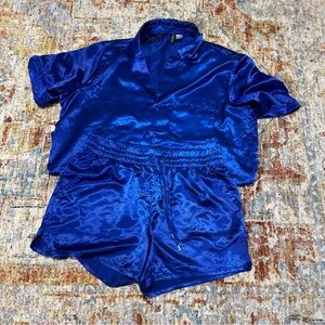 H&M Satin Blue Short Set